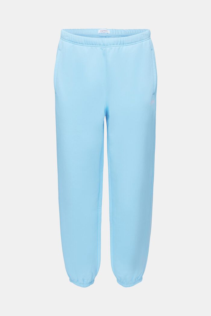 Joggers unisex con logo in pile di cotone, LIGHT TURQUOISE, detail image number 7