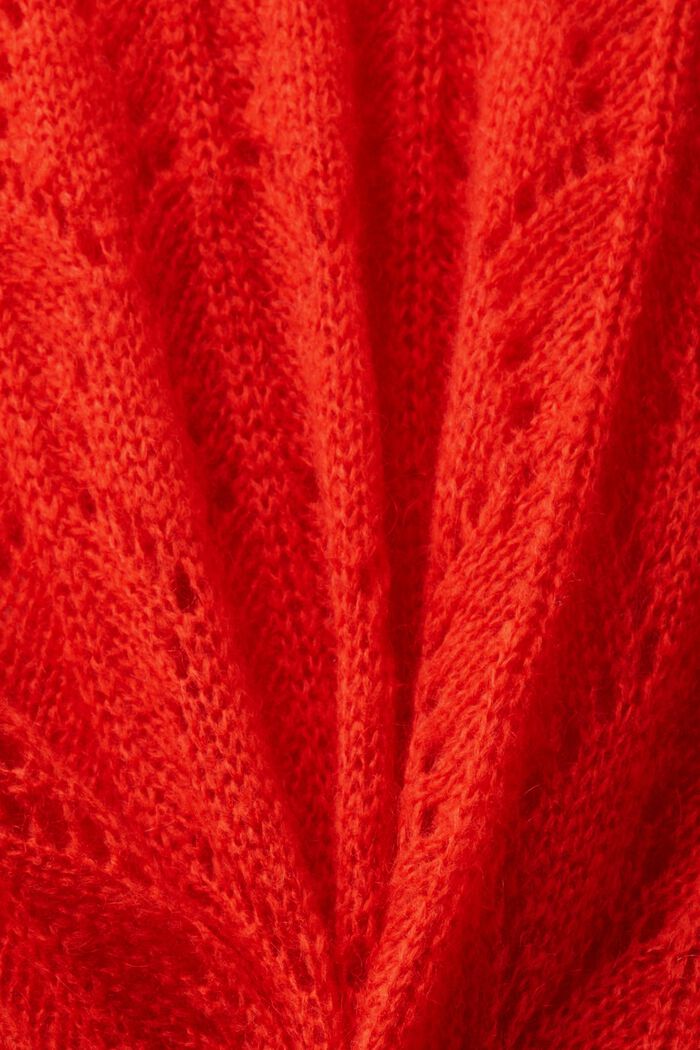 Pullover in misto lana in maglia traforata, RED, detail image number 5