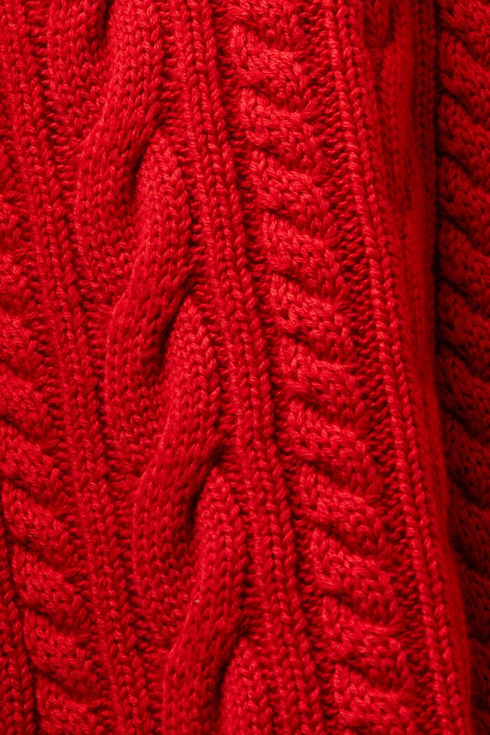 Cardigan in cotone biologico lavorato a maglia intrecciata, DARK RED, detail image number 5