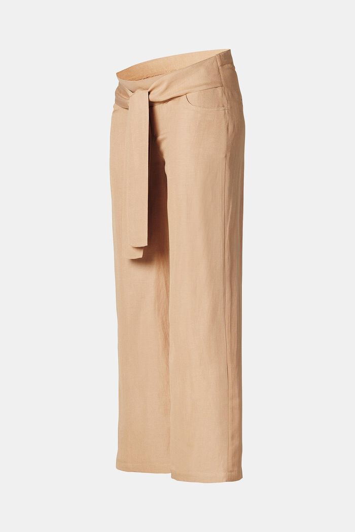 In misto lino: pantaloni con fascia premaman, SAND, detail image number 5