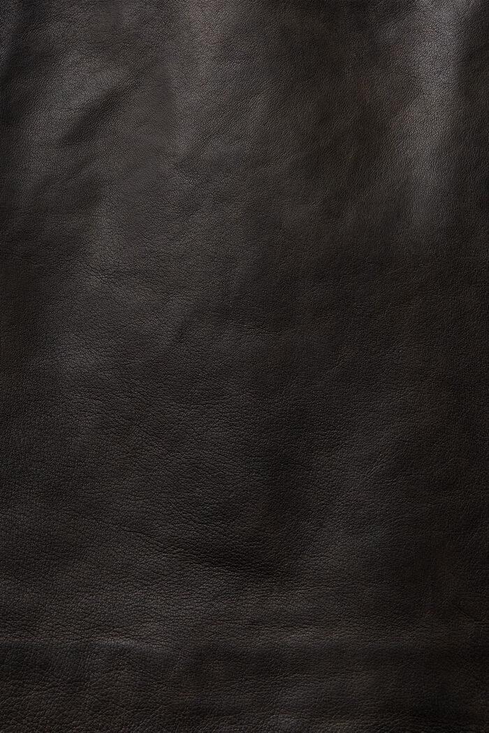 Minigonna in pelle con zip asimmetrica, BLACK, detail image number 6