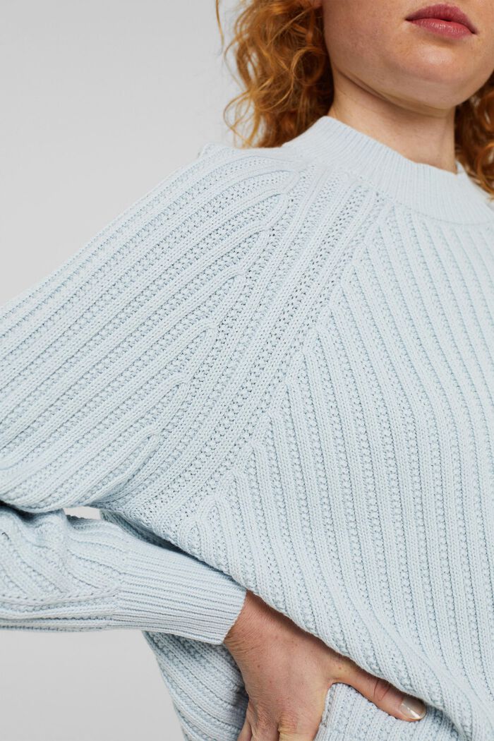 Pullover in maglia a coste, misto cotone biologico, PASTEL BLUE, detail image number 2