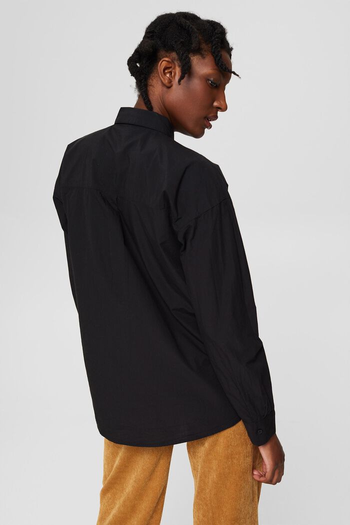 Blusa oversize in 100% cotone biologico, BLACK, detail image number 3