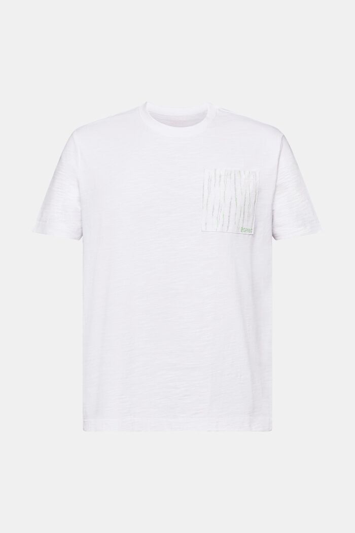 T-shirt in cotone fiammato con logo sulla tasca, WHITE, detail image number 6