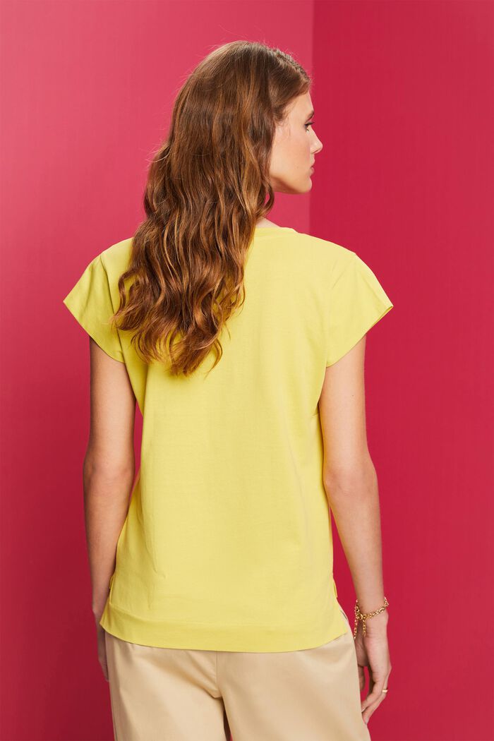 T-shirt con stampa tono su tono, 100% cotone, DUSTY YELLOW, detail image number 3