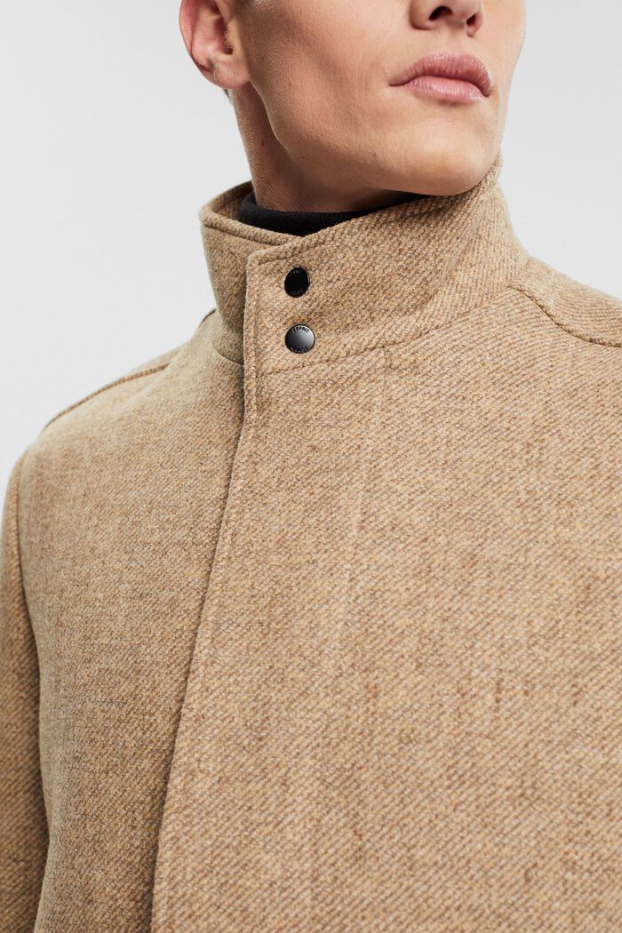 Cappotto imbottito in misto lana con fodera staccabile, LIGHT BEIGE, detail image number 0