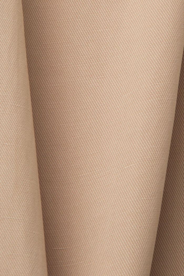 Pantaloni a gamba larga e vita alta in misto lino con cintura, TAUPE, detail image number 5