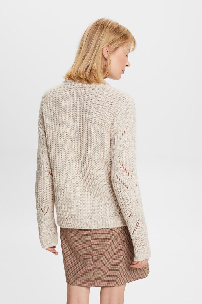 Pullover in misto lana in maglia traforata, DUSTY NUDE, detail image number 4