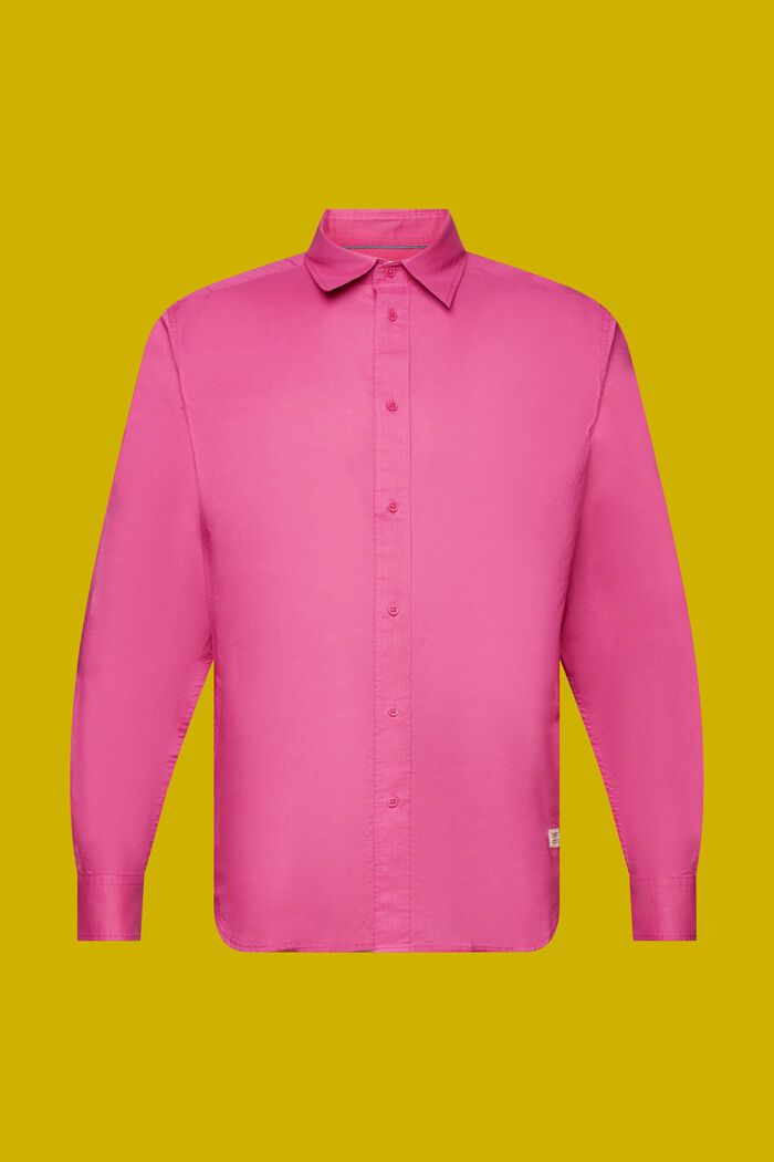 Camicia in tinta unita a maniche lunghe, 100% cotone, DARK PINK, detail image number 5