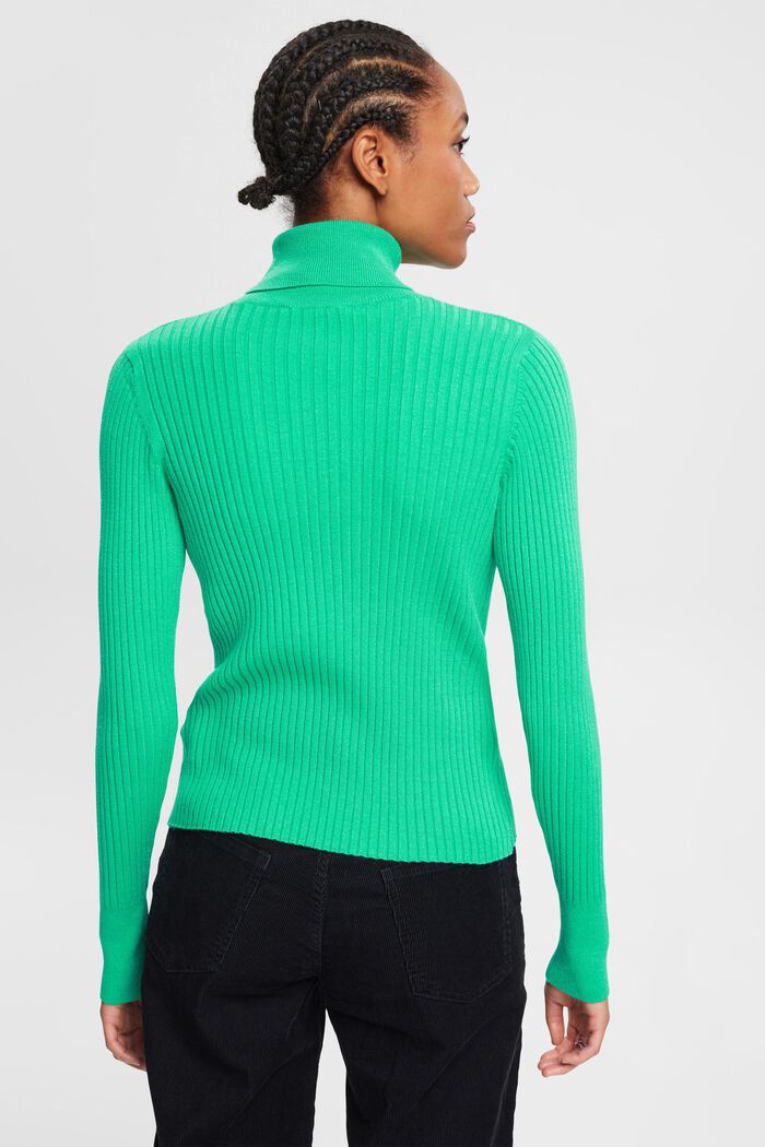 Pullover dolcevita in maglia a coste, LIGHT GREEN, detail image number 3