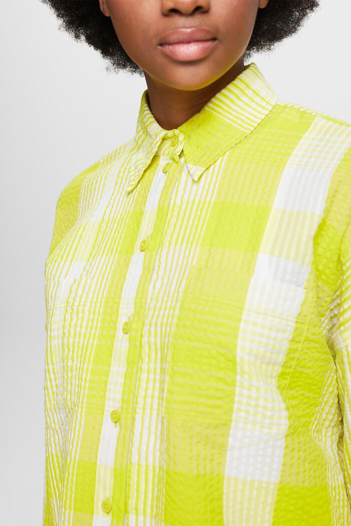 Camicia con bottoni in seersucker stampato, YELLOW, detail image number 3