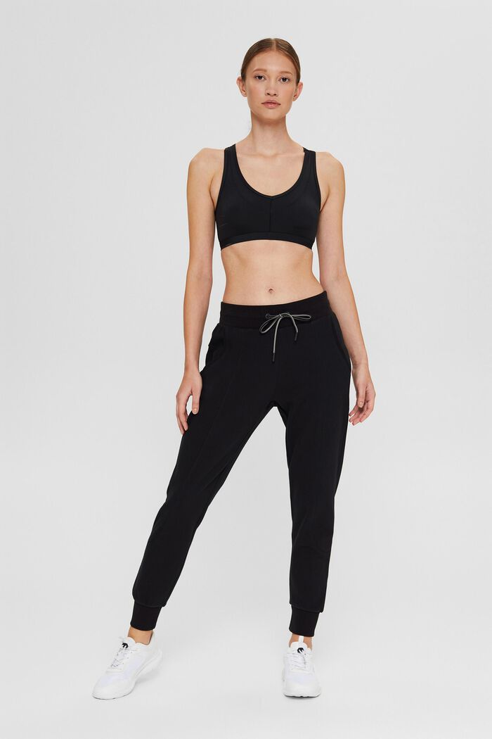 Pantaloni jogger, misto cotone, BLACK, detail image number 1