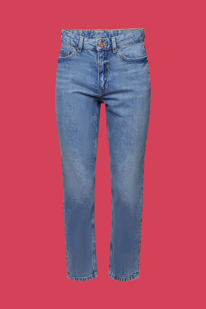Jeans mom fit a vita alta, misto cotone, BLUE LIGHT WASHED, detail image number 6