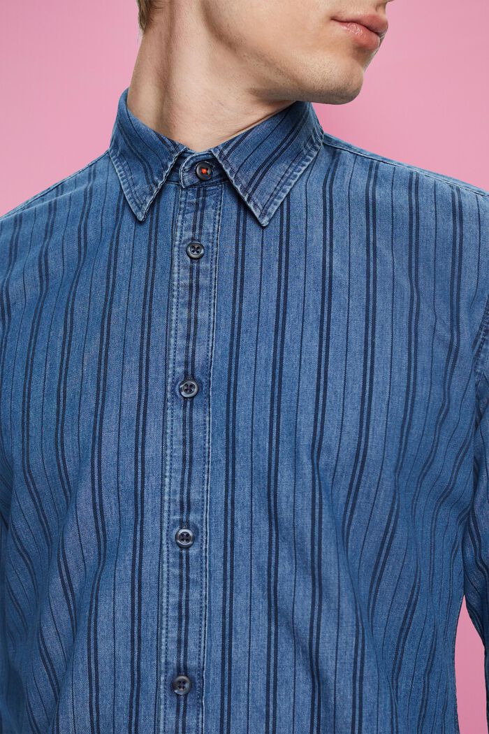 Camicia Slim Fit in denim a righe, NAVY, detail image number 2