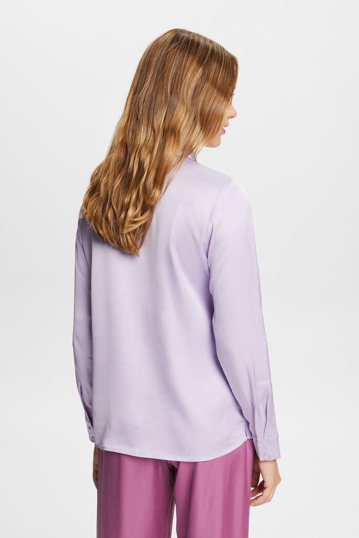 Blusa in raso a maniche lunghe, LAVENDER, detail image number 3