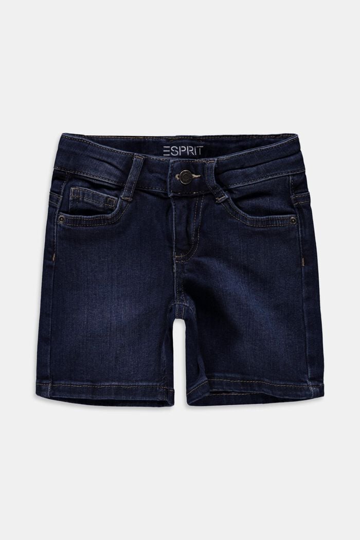 Shorts di jeans con cintura regolabile, BLUE DARK WASHED, overview
