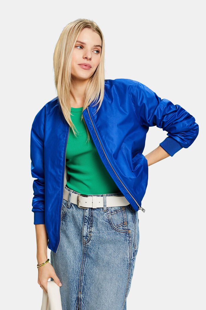 Giacca bomber in raso, BRIGHT BLUE, detail image number 0