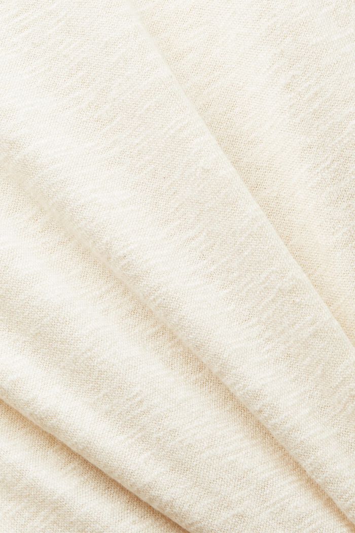 Pullover girocollo in cotone e lino, CREAM BEIGE, detail image number 4