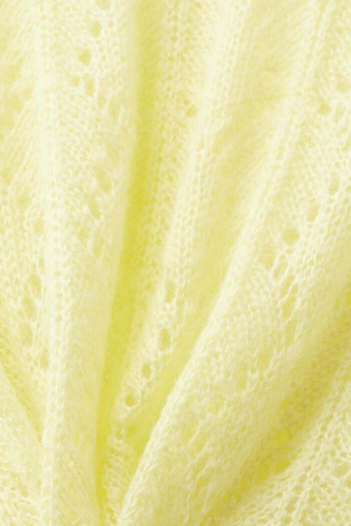 Pullover in misto lana in maglia traforata, LIME YELLOW, detail image number 5