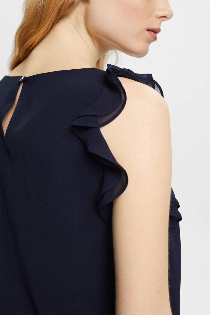 Maglia in chiffon con ruches, NAVY, detail image number 2