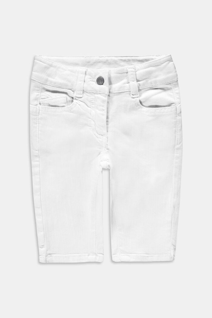 In materiale riciclato: pantaloni capri con vita regolabile, WHITE, overview