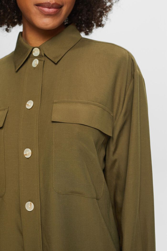 Camicia button-up oversize, KHAKI GREEN, detail image number 3