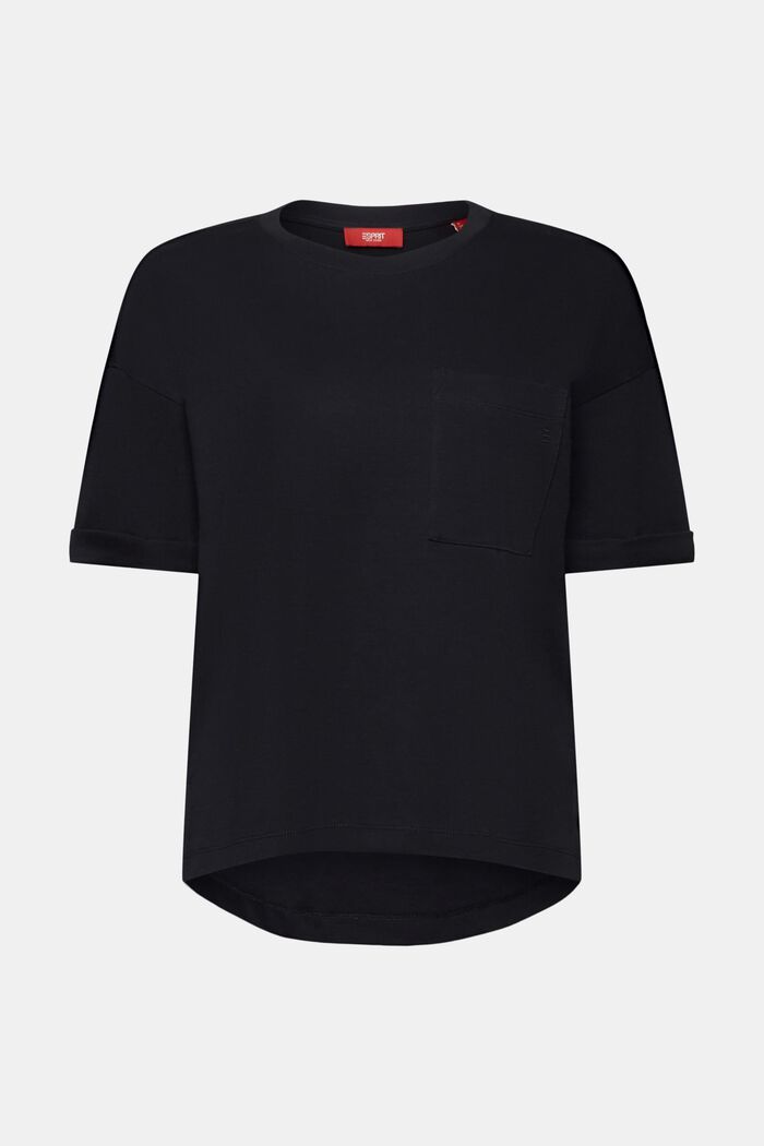 T-shirt girocollo, 100% cotone, BLACK, detail image number 6