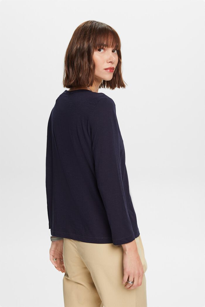 Top a maniche lunghe, 100% cotone, NAVY, detail image number 4