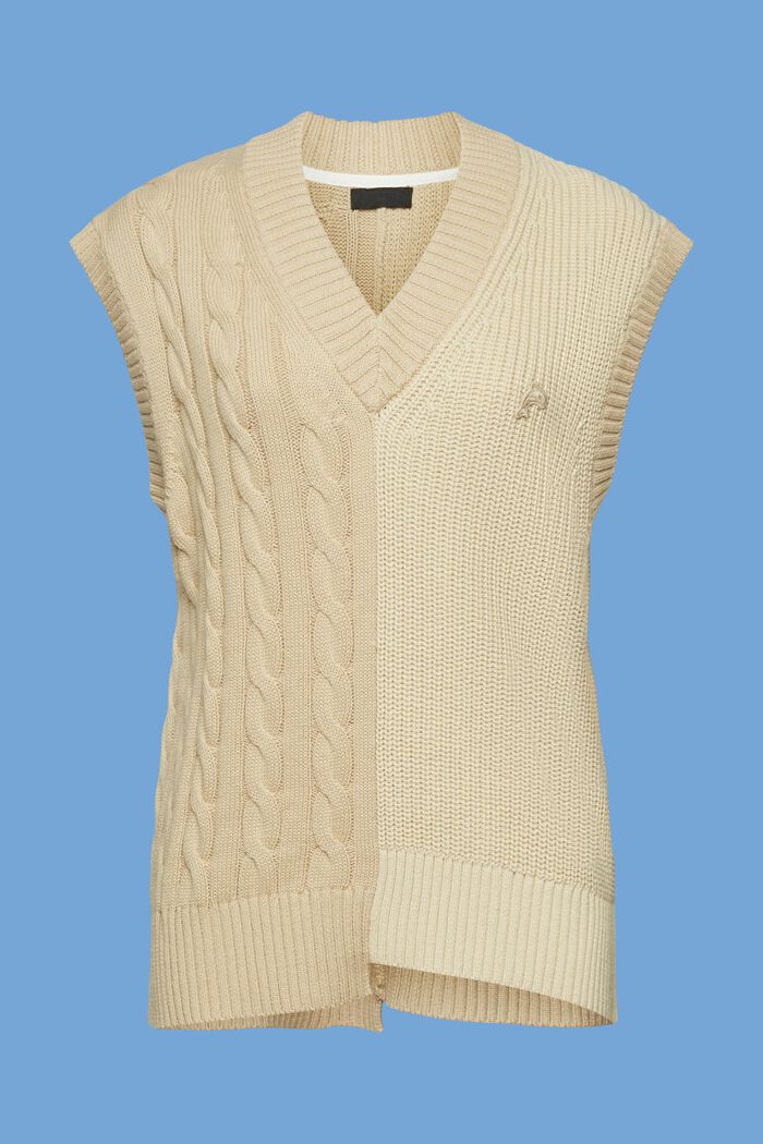 Gilet in maglia larga con motivi misti, BEIGE, detail image number 7