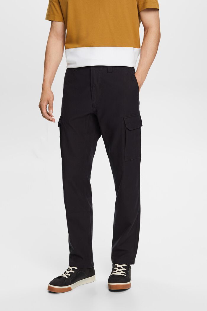 Pantaloni cargo in cotone, BLACK, detail image number 0