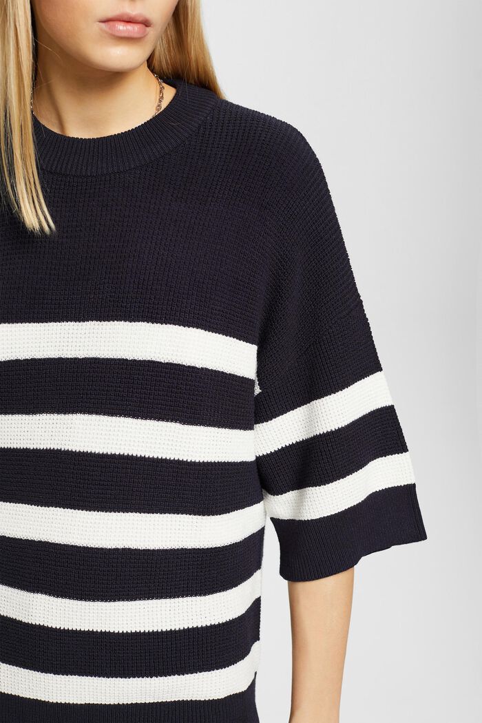 Pullover in maglia a righe con maniche cropped, NAVY, detail image number 2