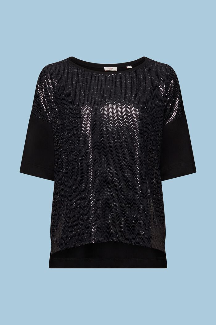 T-shirt oversize con pailletes, BLACK, detail image number 5