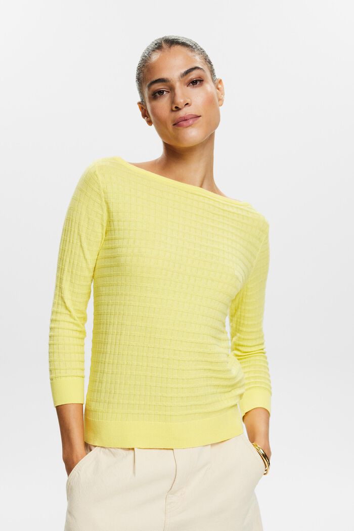Pullover a maglia strutturata, PASTEL YELLOW, detail image number 0