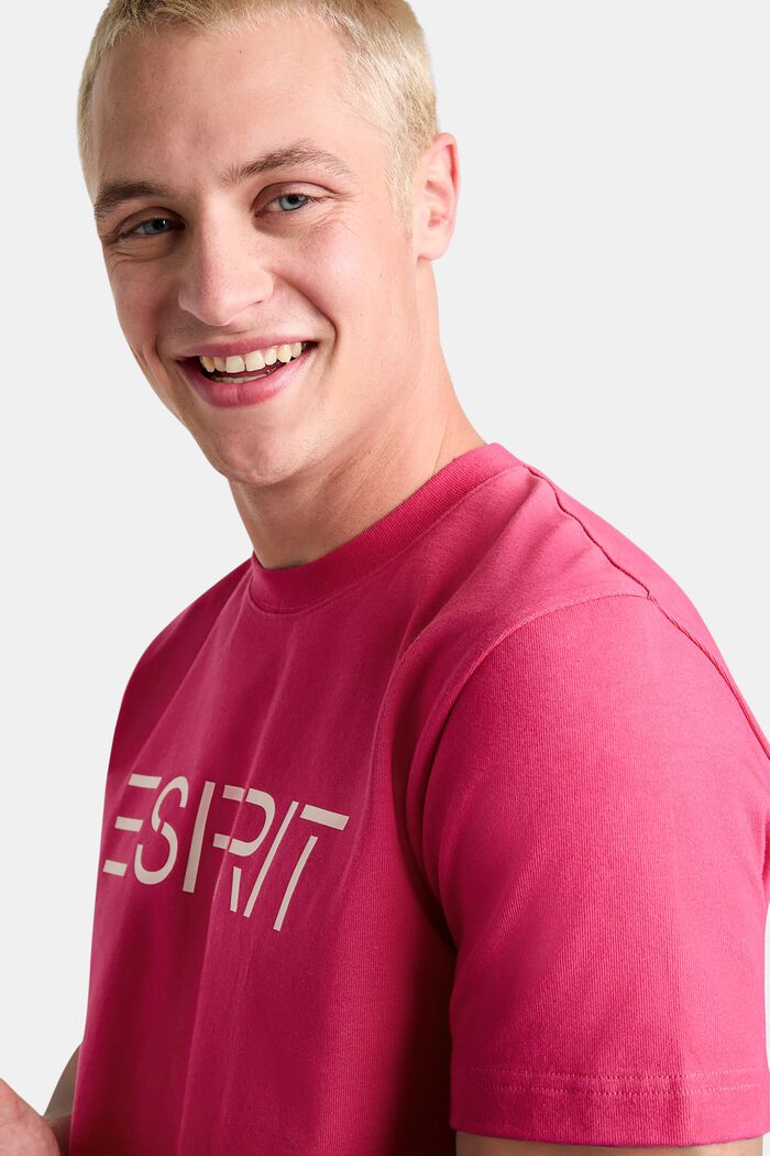 T-shirt unisex in jersey di cotone con logo, PINK FUCHSIA, detail image number 5