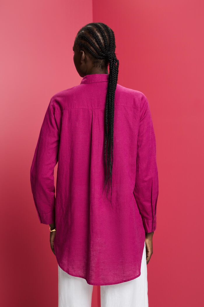 Camicia in misto lino e cotone, DARK PINK, detail image number 3