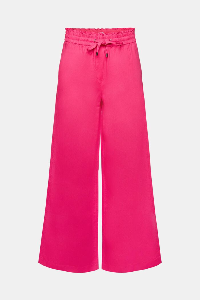 Pantaloni in cotone e lino, PINK FUCHSIA, detail image number 7