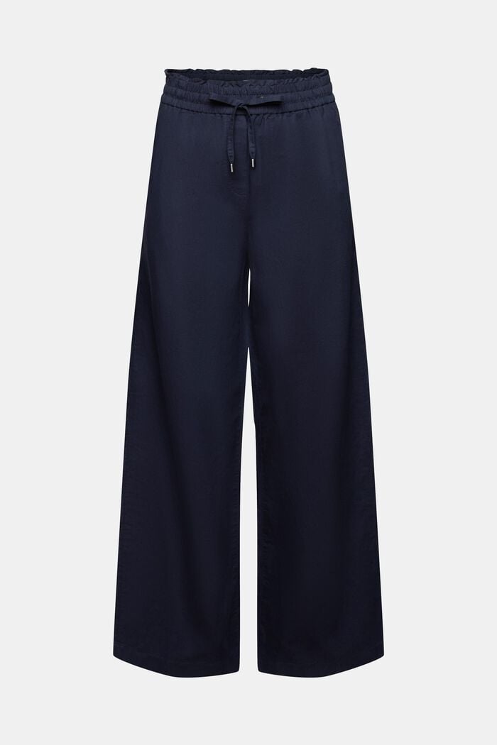 Pantaloni in cotone e lino, NAVY, detail image number 7