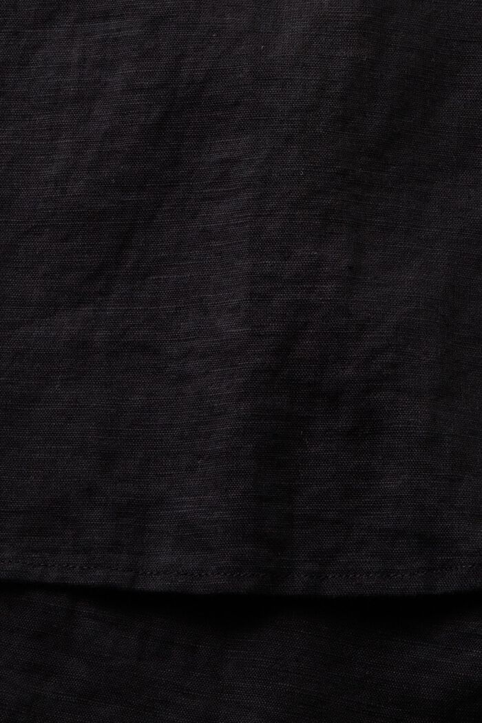 Camicia blusata in lino e cotone, BLACK, detail image number 5