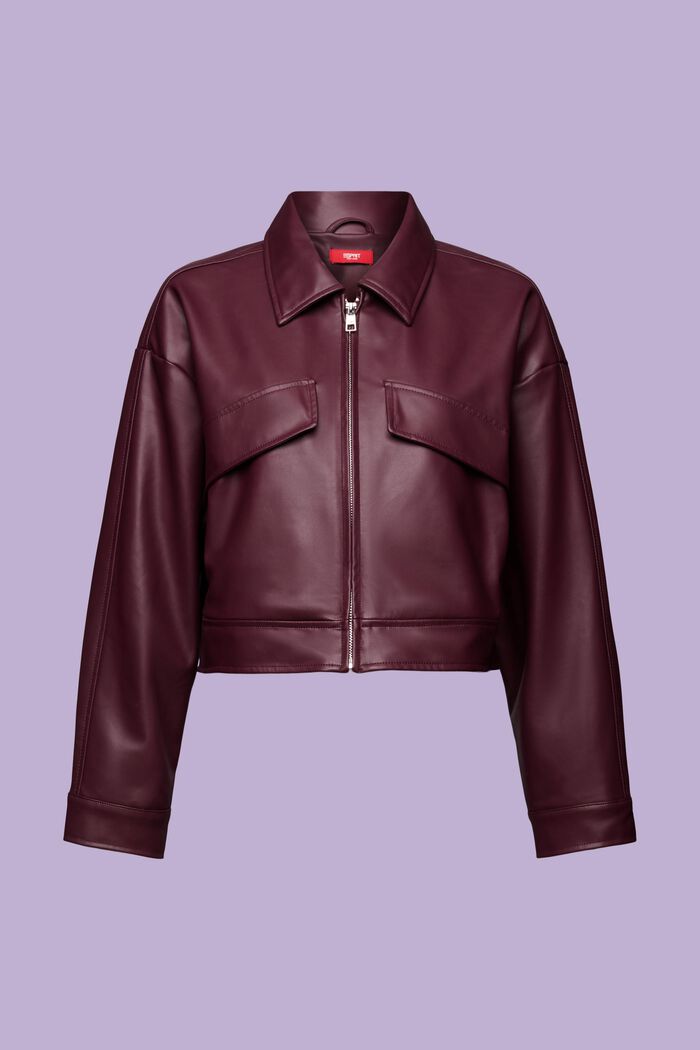 Giubbetto oversize in similpelle, AUBERGINE, detail image number 6