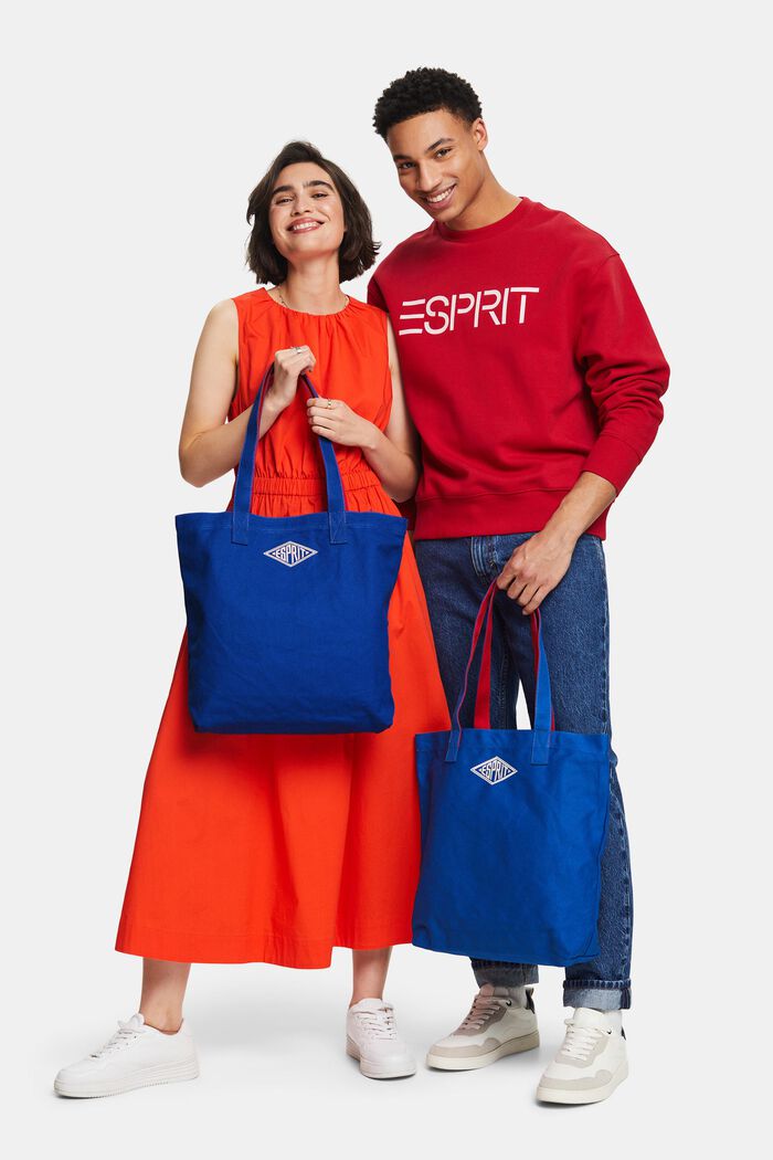 Tote Bag in cotone con logo, BRIGHT BLUE, detail image number 4