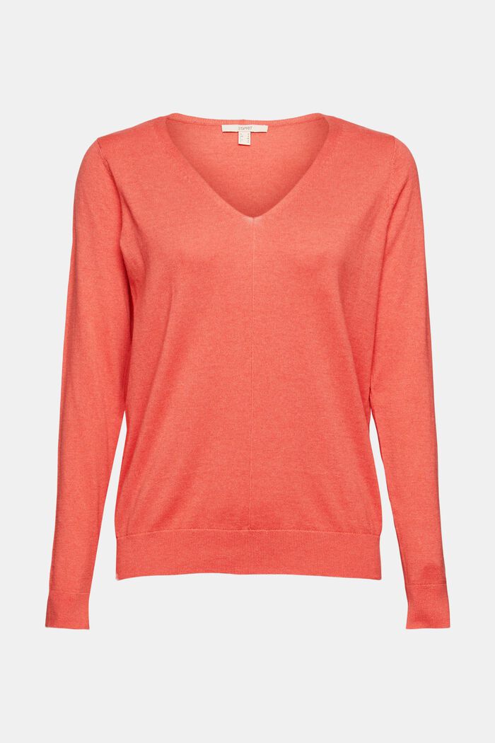Pullover in maglia sottile in 100% cotone, CORAL, detail image number 2