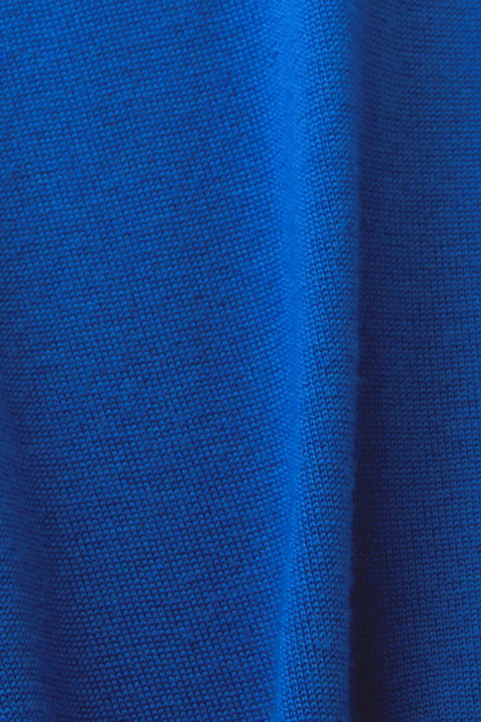Pullover stile polo in lana, BRIGHT BLUE, detail image number 5