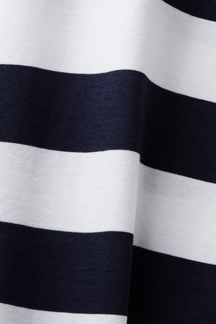 T-shirt in cotone Pima a righe con logo ricamato, NAVY, detail image number 5