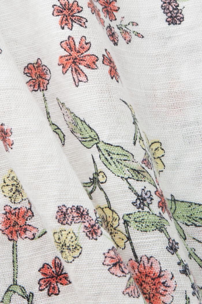 Blusa senza maniche in misto lino e cotone, OFF WHITE, detail image number 4