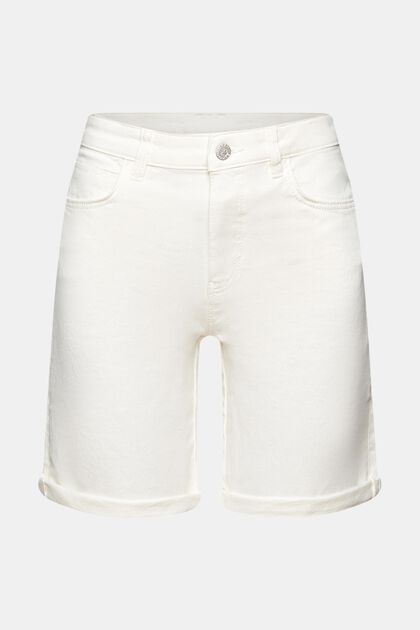 Shorts in cotone stretch, OFF WHITE, overview