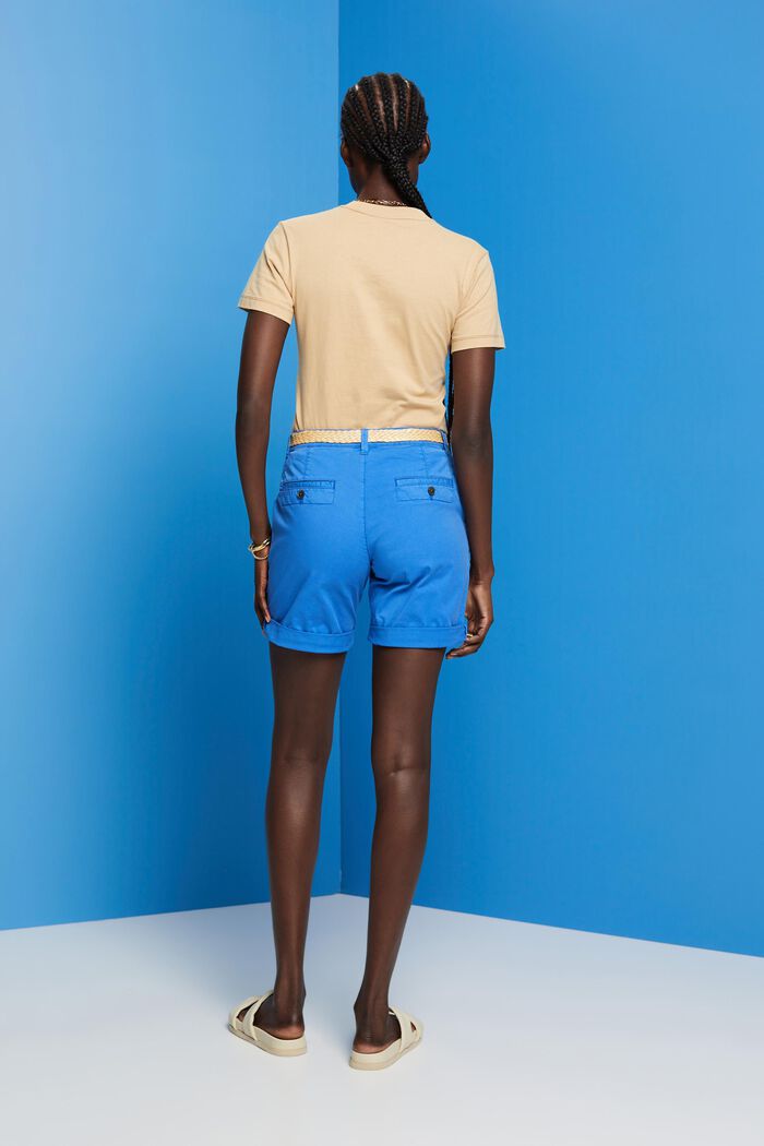 Shorts con cintura intrecciata in rafia, BRIGHT BLUE, detail image number 3