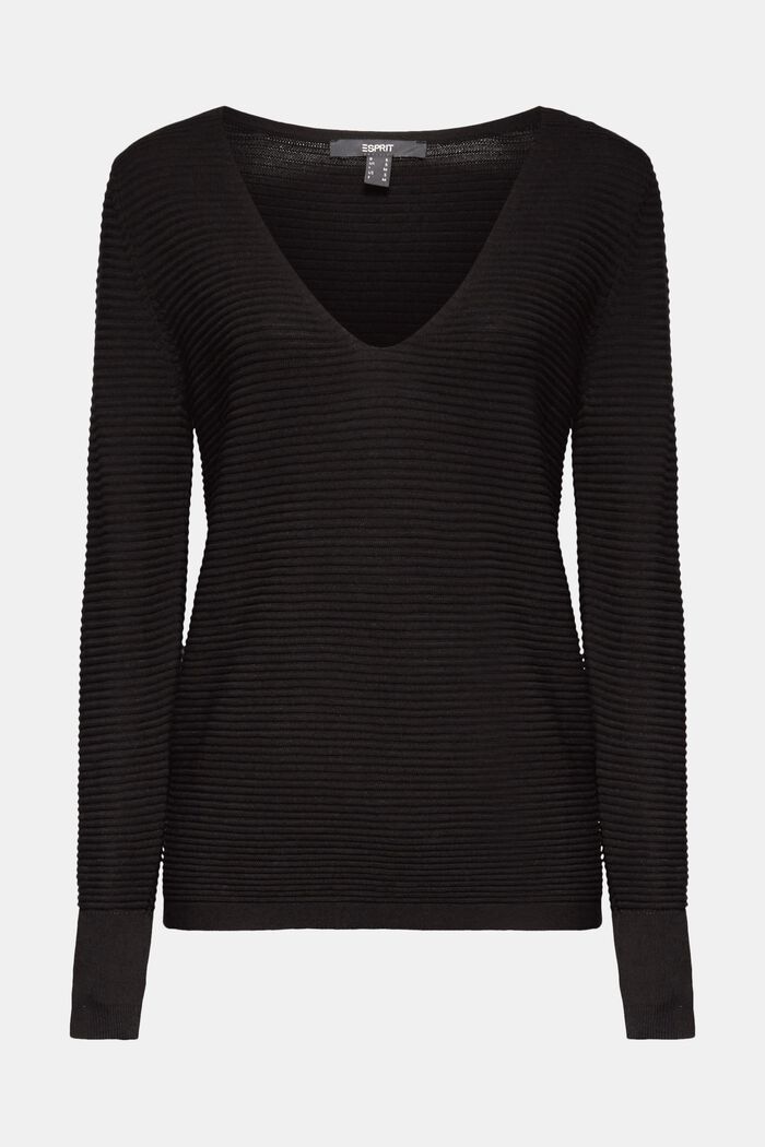 Con lyocell TENCEL™: pullover a coste, BLACK, overview