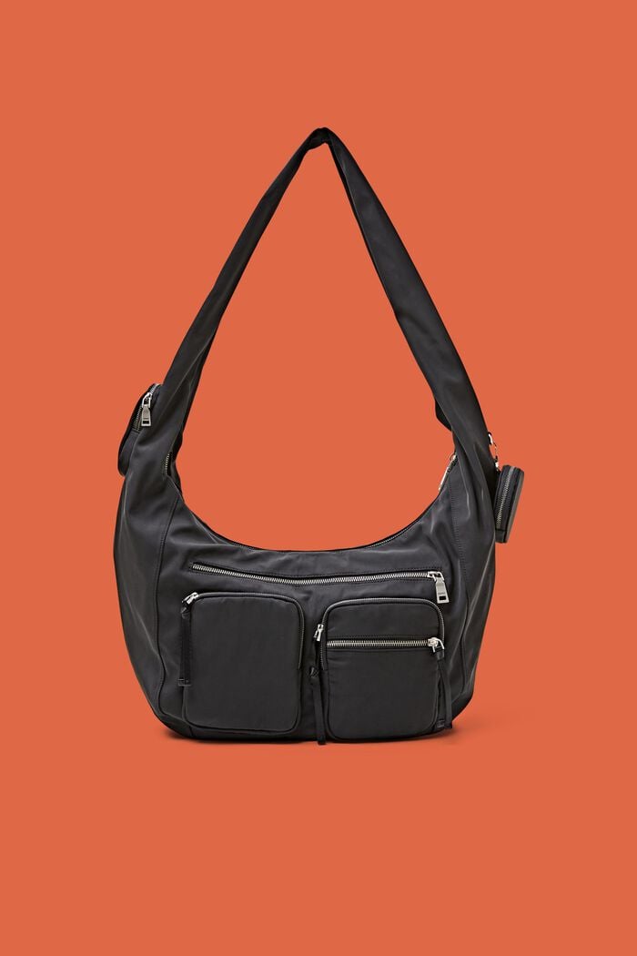 Borsa a tracolla in nylon, BLACK, detail image number 0