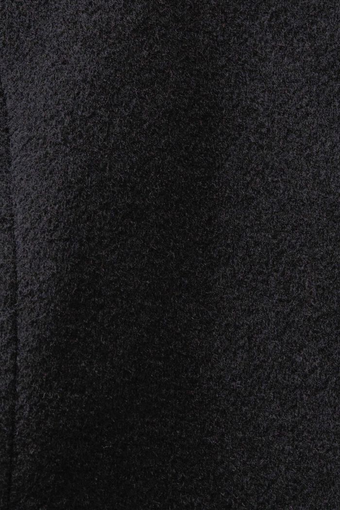 In materiale riciclato: cappotto in misto lana con cappuccio e cintura, BLACK, detail image number 4