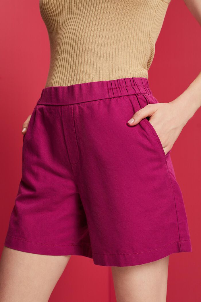 Shorts da infilare, misto lino e cotone, DARK PINK, detail image number 2